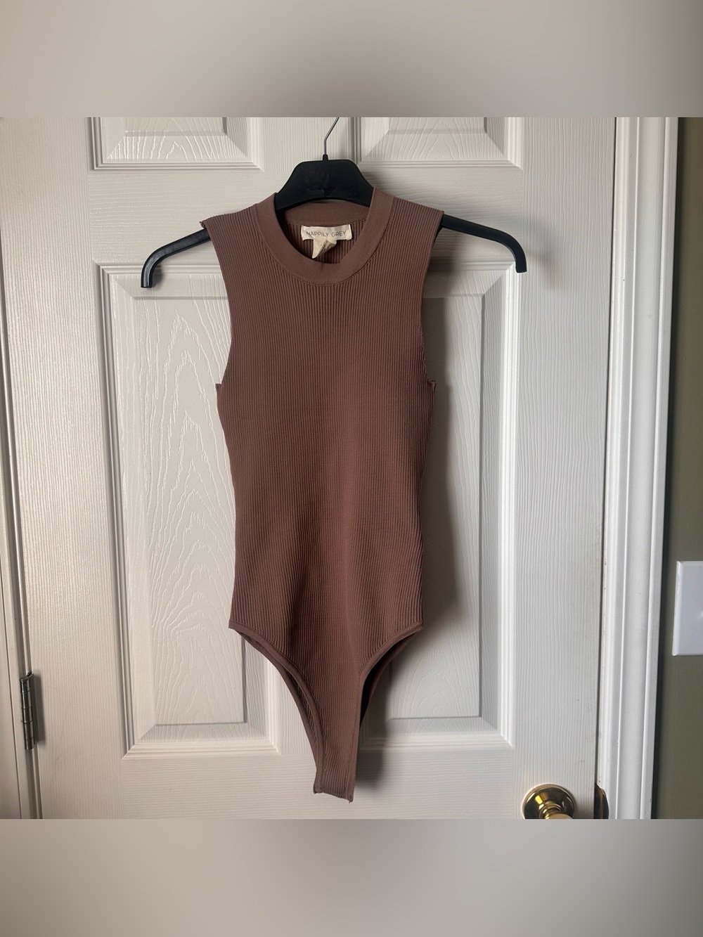 Brown Ribbed Bodysuit One Piece Woman’s Size M Soft Stretchy Material